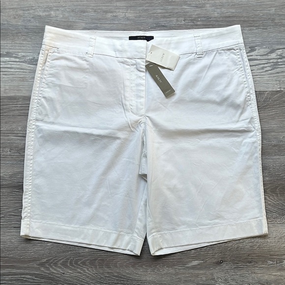 J. Crew White Flat Front Shorts Mid-Length new with tag sizes 12 - Picture 1 of 6